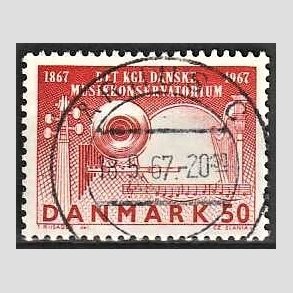 FRIM�RKER DANMARK | 1967 - AFA 452F - Dansk Musikkonservatorium 100 �r - 50 �re karmin flour - Lux Stemplet