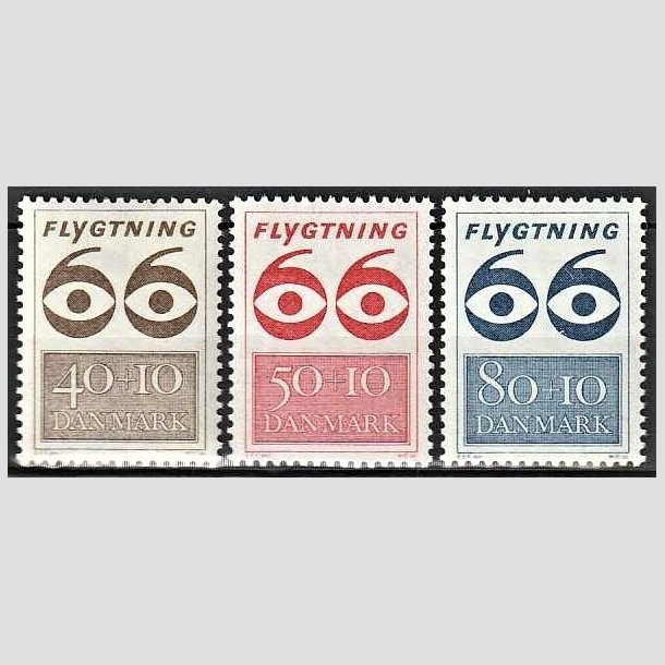 FRIMRKER DANMARK | 1966 - AFA 448F,449F,450F - Flygtning 1966 - 40-80 + 10 re - Postfrisk