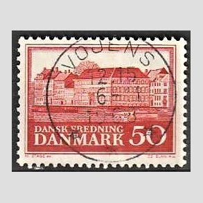 FRIM�RKER DANMARK | 1966 - AFA 445F - Fredningsserie Assistenshuset - 50 �re r�d flour - Pragt Stemplet