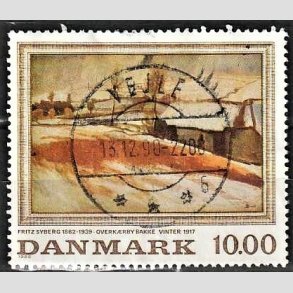 FRIMRKER DANMARK | 1988 - AFA 922 - Fritz Syberg - 10,00 Kr. flerfarvet - Pragt Stemplet Vejle