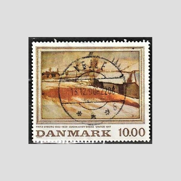 FRIMRKER DANMARK | 1988 - AFA 922 - Fritz Syberg - 10,00 Kr. flerfarvet - Pragt Stemplet Vejle