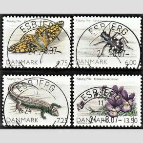 FRIM�RKER DANMARK | 2007 - AFA 1512 - Danmarks natur I - 4,75-13,50 Kr. flerfarvet i komplet s�t - Pragt Stemplet