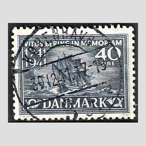 FRIM�RKER DANMARK | 1941 - AFA 272 - Vitus Bering 40 �re bl� - Lux Stemplet