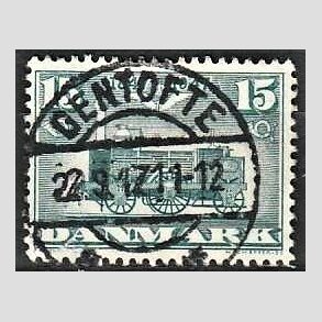 FRIM�RKER DANMARK | 1947 - AFA 302 - Danske jernbane 100 �r - 15 �re bl�gr�n - Pragt Stemplet