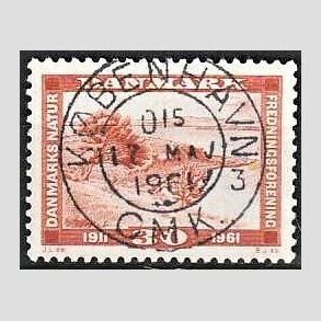 FRIM�RKER DANMARK | 1961 - AFA 392 - Naturfredningsforening 50 �r. - 30 �re brunr�d - Pragt Stemplet