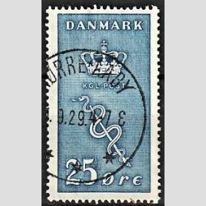 FRIM�RKER DANMARK | 1929 - AFA 180 - 25+5 �re bl� Kr�ftfrim�rke - Stemplet