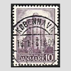 FRIM�RKER DANMARK | 1942 - AFA 273 - Rundet�rn 10 �re violet - Lux Stemplet K�benhavn