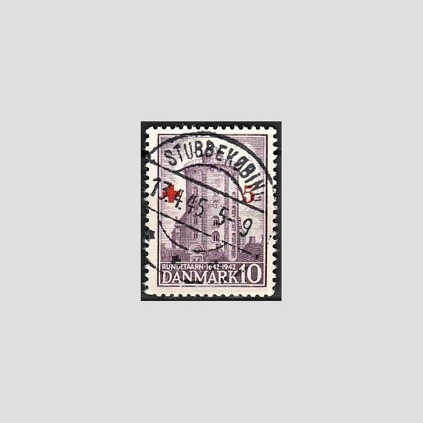 FRIMRKER DANMARK | 1944 - AFA 283 - Rde Kors provisorium - + 5/ 10 re violet - Pragt Stemplet Stubbekbing