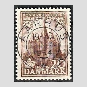 FRIM�RKER DANMARK | 1953-56 - AFA 348 - Kongeriget 1000 �r - 20 �re brun - Pragt Stemplet Aarhus