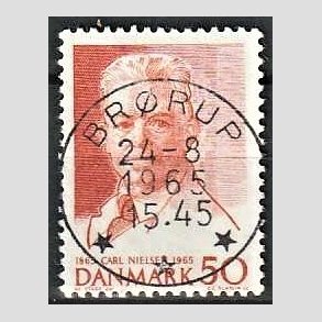 FRIM�RKER DANMARK | 1965 - AFA 435 - Komponist Carl Nielsen - 30 �re oranger�d - Pragt Stemplet Br�rup