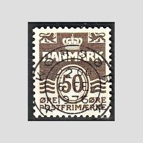 FRIM�RKER DANMARK | 1974 - AFA 571 - B�lgelinie 50 �re brun - Lux Stemplet Kors�r