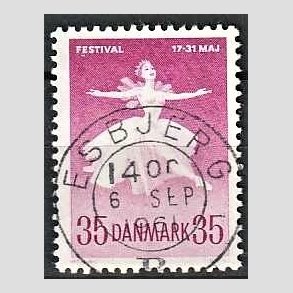 FRIM�RKER DANMARK | 1959 - AFA 377 - Ballet og Musikfestival - 35 �re r�dlilla - Pragt Stemplet Esbjerg