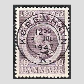 FRIM�RKER DANMARK | 1945 - AFA 290 - Chr. X 75 �r 10 �re violet - Pragt Stemplet 