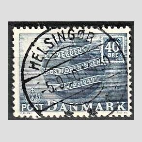 FRIM�RKER DANMARK | 1949 - AFA 316 - Verdenspostforeningen 75 �r - 40 �re bl� - Pragt Stemplet