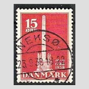 FRIM�RKER DANMARK | 1938 - AFA 244 - Stavnsb�ndet 15 �re r�d - Lux Stemplet Neks�