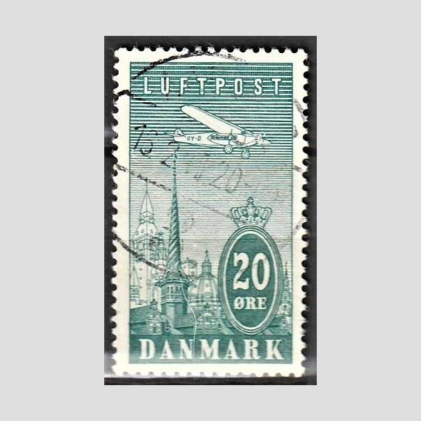 FRIMRKER DANMARK | 1934 - AFA 218 - Luftpostfrimrker - 20 re blgrn - Alm. god gennemsnitskvalitet - Stemplet (Photo eksempel)