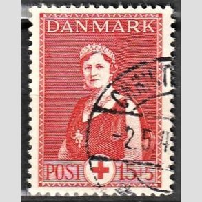 FRIMRKER DANMARK | 1939 - AFA 253 - Dronning Alexandrine Rde Kors - 15 + 5 re rd - Alm. god gennemsnitskvalitet - Stemplet (Photo eksempel)