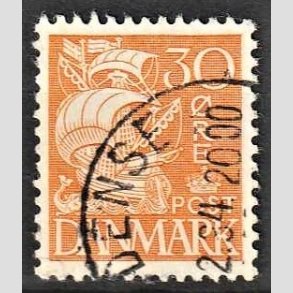 FRIMRKER DANMARK | 1933 - AFA 206 - Karaveltype stlstik 30 re orangegul type I - Alm. god gennemsnitskvalitet - Stemplet (Photo eksempel)