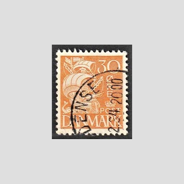 FRIMRKER DANMARK | 1933 - AFA 206 - Karaveltype stlstik 30 re orangegul type I - Alm. god gennemsnitskvalitet - Stemplet (Photo eksempel)