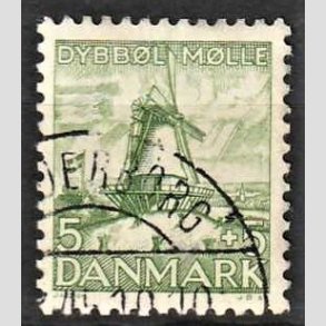 FRIMRKER DANMARK | 1937 - AFA 236 - Dybbl Mlle - 5+5 re grn - Alm. god gennemsnitskvalitet - Stemplet (Photo eksempel)