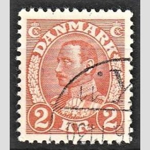 FRIMRKER DANMARK | 1934 - AFA 212 - Christian X stlstik 2 kr. brunrd - Alm. god gennemsnitskvalitet - Stemplet (Photo eksempel)