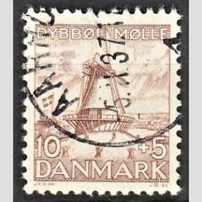 FRIMRKER DANMARK | 1937 - AFA 237 - Dybbl Mlle - 10+5 re brun - Alm. god gennemsnitskvalitet - Stemplet (Photo eksempel)