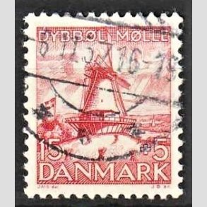 FRIMRKER DANMARK | 1937 - AFA 238 - Dybbl Mlle - 15+5 re rd - Alm. god gennemsnitskvalitet - Stemplet (Photo eksempel)