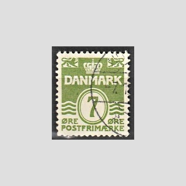 FRIMRKER DANMARK | 1938 - AFA 247 - Blgelinie 7 re grn type II - Alm. god gennemsnitskvalitet - Stemplet (Photo eksempel)