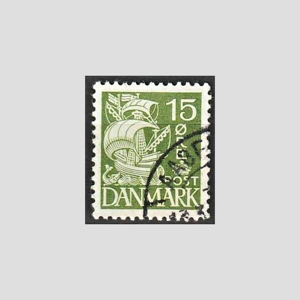 FRIMRKER DANMARK | 1940 - AFA 257a - Karaveltype stlstik - 15 re grn type II - Alm. god gennemsnitskvalitet - Stemplet (Photo eksempel)