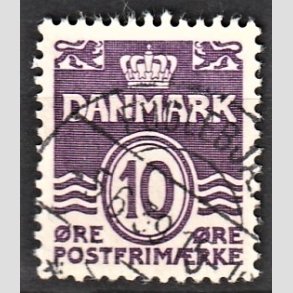 FRIMRKER DANMARK | 1938 - AFA 248a - Blgelinie 10 re mrkviolet type I - Alm. god gennemsnitskvalitet - Stemplet (Photo eksempel)