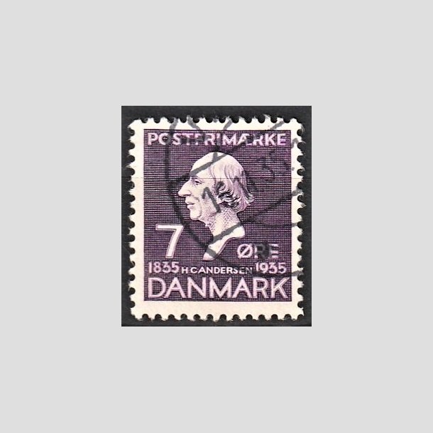 FRIMRKER DANMARK | 1935 - AFA 224 - H. C. Andersen mindeudgave - 7 re lilla - Alm. god gennemsnitskvalitet - Stemplet (Photo eksempel)