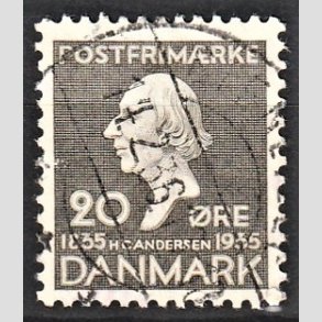 FRIMRKER DANMARK | 1935 - AFA 227 - H. C. Andersen mindeudgave - 20 re gr - Alm. god gennemsnitskvalitet - Stemplet (Photo eksempel)