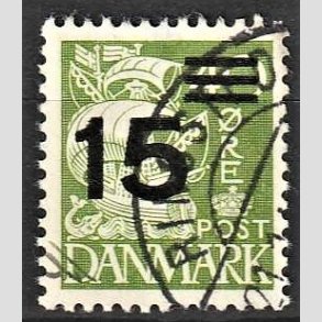 FRIMRKER DANMARK | 1940 - AFA 263a - Provisorier - 15/40 re grn type II - Alm. god gennemsnitskvalitet - Stemplet (Photo eksempel)