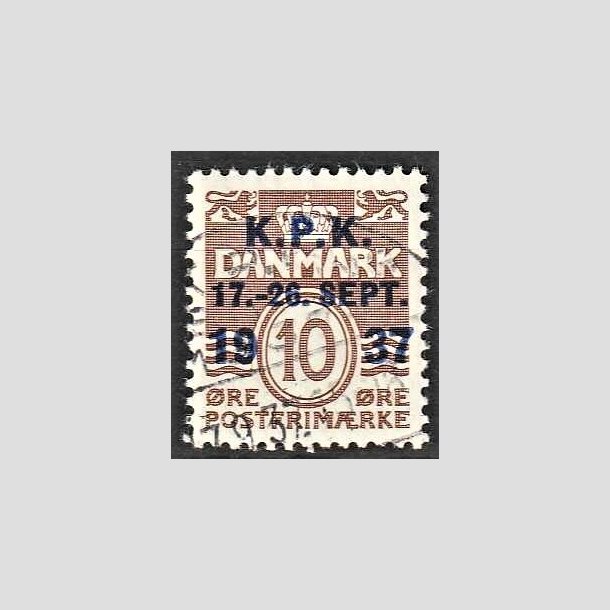 FRIMRKER DANMARK | 1937 - AFA 243 - K. P. K. Udstilling - 10 re brun - Alm. god gennemsnitskvalitet - Stemplet (Photo eksempel)