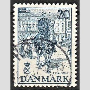 FRIMRKER DANMARK | 1937 - AFA 242 - Christian Xs 25 rs jubilum - 30 re bl - Alm. god gennemsnitskvalitet - Stemplet (Photo eksempel)