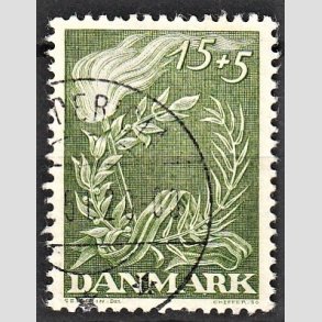 FRIMRKER DANMARK | 1947 - AFA 299 - Modstandsbevgelsen og befrielse - 15 + 5 re grn - Alm. god gennemsnitskvalitet - Stemplet (Photo eksempel)