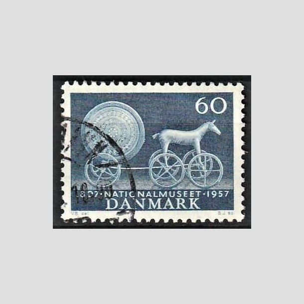 FRIMRKER DANMARK | 1957 - AFA 371 - Nationalmuseets 150 rs jubilum - 60 re bl - Alm. god gennemsnitskvalitet - Stemplet (Photo eksempel)
