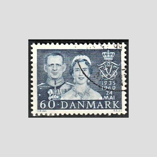 FRIMRKER DANMARK | 1960 - AFA 385 - Kongeligt Slvbryllup - 60 re bl - Alm. god gennemsnitskvalitet - Stemplet (Photo eksempel)