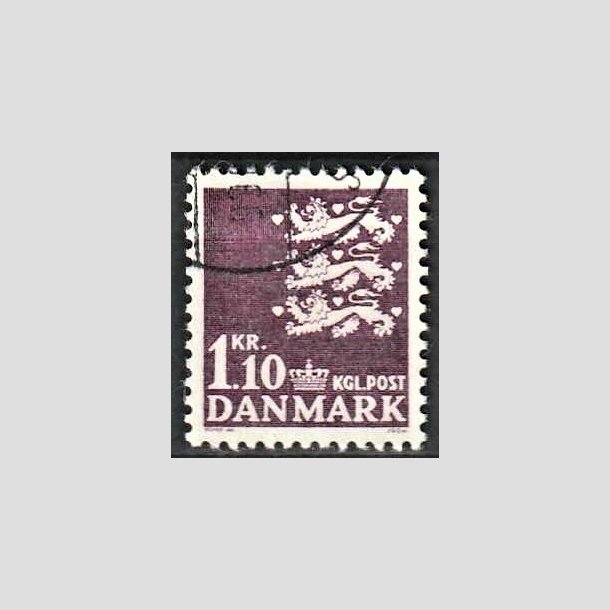 FRIMRKER DANMARK | 1965 - AFA 436 - Rigsvben - 1,10 kr. mrkviolet - Alm. god gennemsnitskvalitet - Stemplet (Photo eksempel)