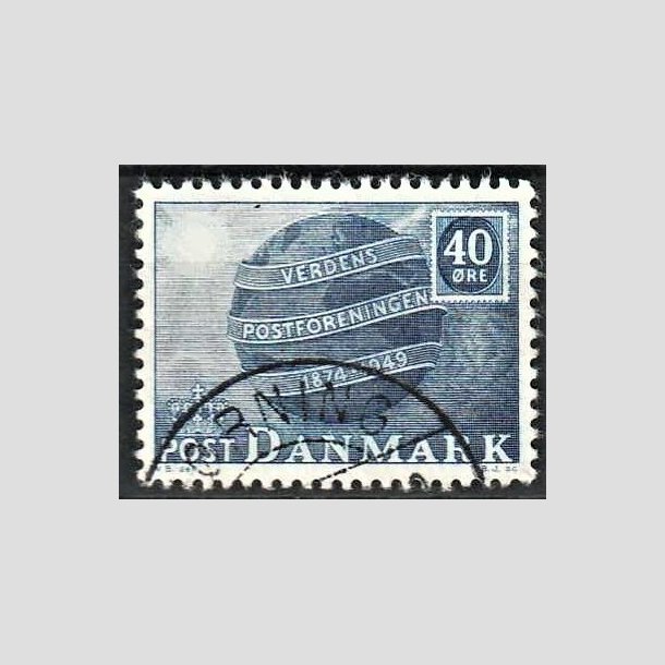 FRIMRKER DANMARK | 1949 - AFA 316 - Verdenspostforeningens 75 rs jubilum - 40 re bl - Alm. god gennemsnitskvalitet - Stemplet (Photo eksempel)