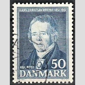 FRIMRKER DANMARK | 1951 - AFA 330 - Hans Christian rsted - 50 re bl - Alm. god gennemsnitskvalitet - Stemplet (Photo eksempel)
