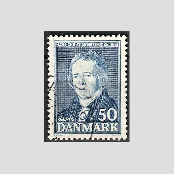 FRIMRKER DANMARK | 1951 - AFA 330 - Hans Christian rsted - 50 re bl - Alm. god gennemsnitskvalitet - Stemplet (Photo eksempel)