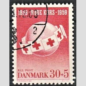 FRIMRKER DANMARK | 1959 - AFA 378 - Rde Kors - 30 + 5 re rd - Alm. god gennemsnitskvalitet - Stemplet (Photo eksempel)