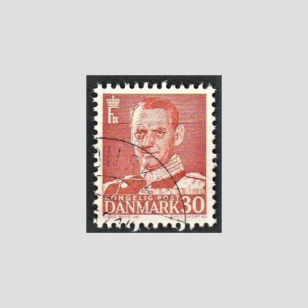 FRIMRKER DANMARK | 1952-53 - AFA 337c - Frederik IX - 30 re rd type III - Alm. god gennemsnitskvalitet - Stemplet (Photo eksempel)