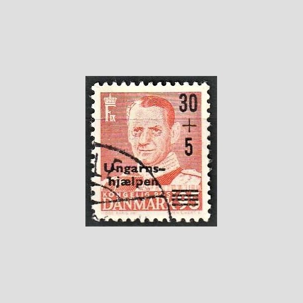 FRIMRKER DANMARK | 1957 - AFA 369 - Ungarnshjlpen - 30 + 5 re/95 re orangerd - Alm. god gennemsnitskvalitet - Stemplet (Photo eksempel)