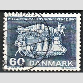 FRIMRKER DANMARK | 1963 - AFA 417 - International postkonference i Paris - 60 re bl - Alm. god gennemsnitskvalitet - Stemplet (Photo eksempel)