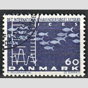 FRIMRKER DANMARK | 1964 - AFA 426F - Havundersgelse - 60 re bl Flour papir - Alm. god gennemsnitskvalitet - Stemplet (Photo eksempel)