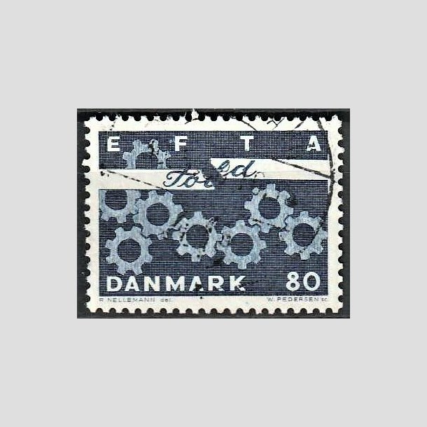 FRIMRKER DANMARK | 1967 - AFA 453F - EFTA - 80 re bl Flour papir - Alm. god gennemsnitskvalitet - Stemplet (Photo eksempel)