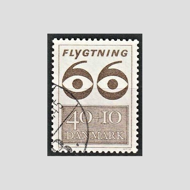 FRIMRKER DANMARK | 1966 - AFA 448F - Flygtning 1966 - 40 + 10 re brun - Alm. god gennemsnitskvalitet - Stemplet (Photo eksempel)