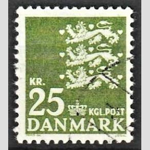 FRIMRKER DANMARK | 1962 - AFA 402 - Rigsvben - 25 kr. re grn - Alm. god gennemsnitskvalitet - Stemplet (Photo eksempel)